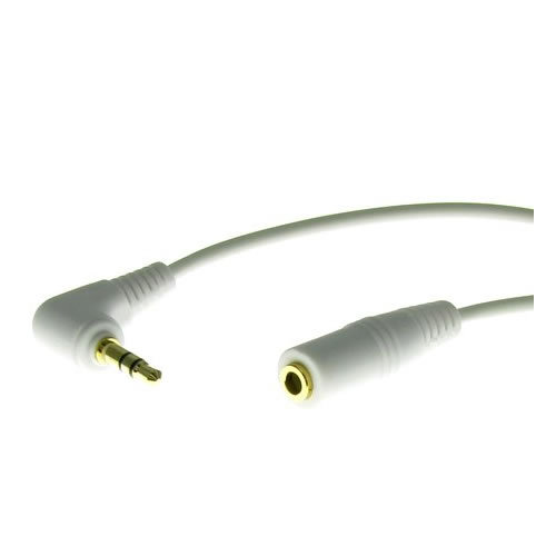 6' weiß 3,5 mm Stecker rechter Winkel auf 3,5 mm Buchse Gold Stereo Kabel - Bild 1 von 1