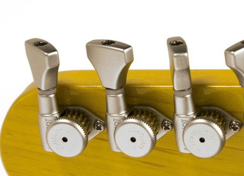 Hipshot Grip-Lock Open 18:1 6 inline Satin Chrome locking Staggered tuners - Picture 7 of 8