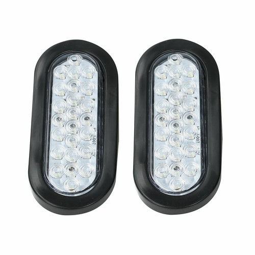 2 White 6" Oval Trailer Lights 24 LED Stop Turn Tail Truck Sealed Grommet Plug - Picture 3 of 6