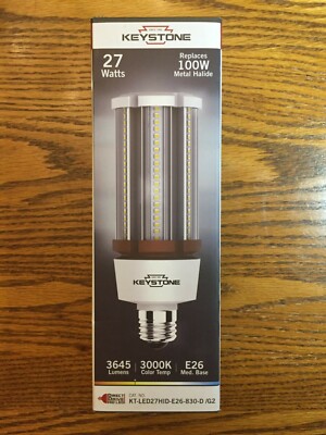 Keystone 27W LED Corn Lamp; 3000K; 3645 Lumens; KT-LED27HID-E26-830-D /G2 - NEW