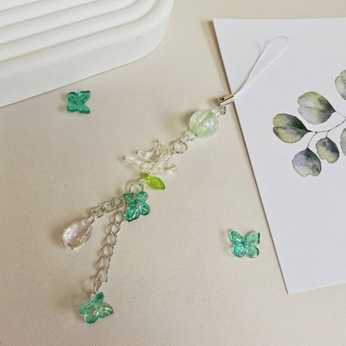 Stylish Beaded Keyring Green Butterfly Swallow Keychain Pendant for Phone Cases - Zdjęcie 7 z 8
