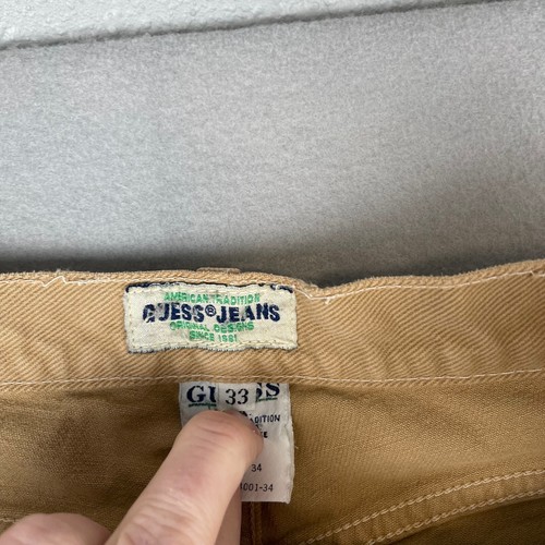 Vintage Guess Jeans Herren 33x34 (passt 31x32) hellbraun 90er gerades Bein Made in USA - Bild 8 von 22