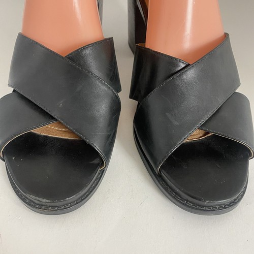 Clarks Artisan Sandal Women Sz 12M Black Leather Strappy Career Heels Open Toe - Picture 4 of 15