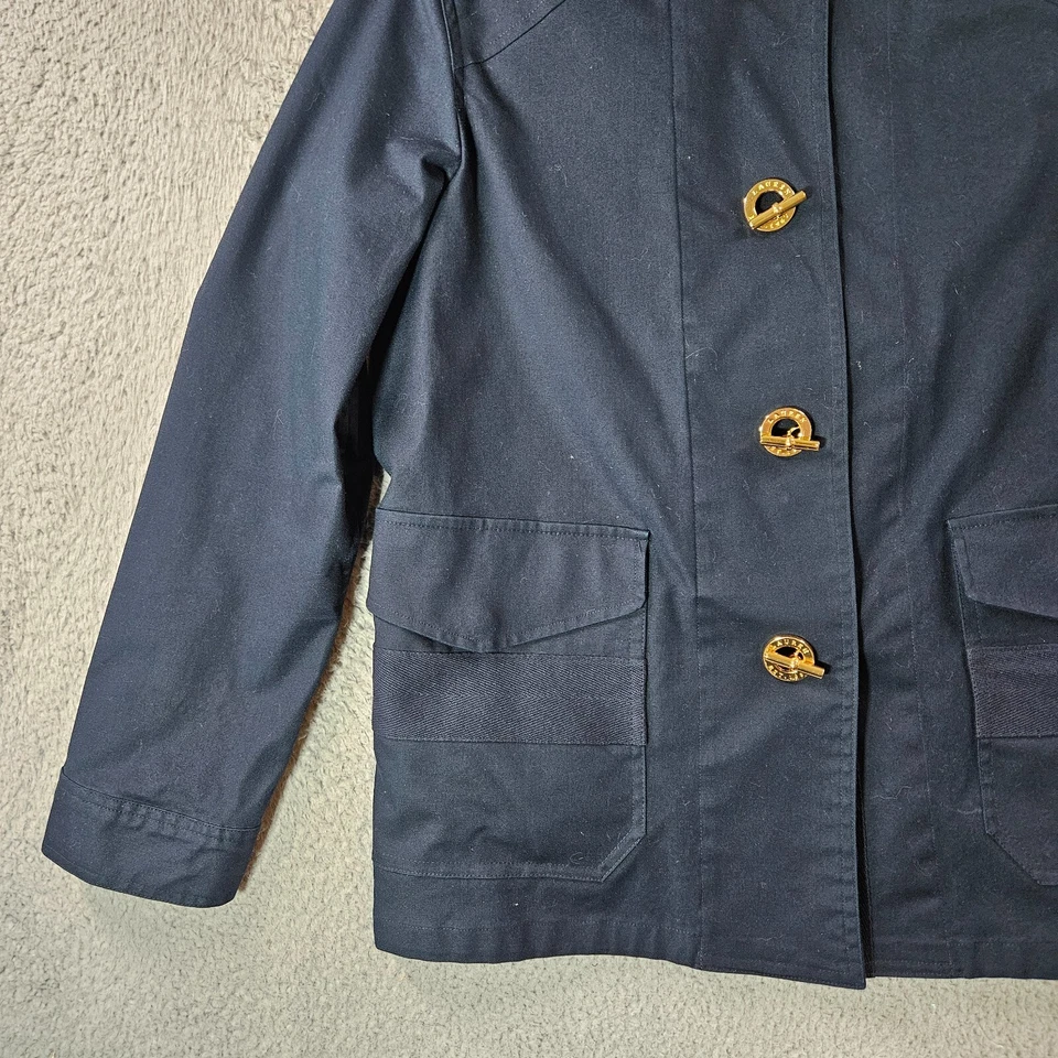 Chaqueta Lauren Ralph Lauren Mujer Mediana Pequeña Militar Dorada Palanca Botón Azul Marino Foto 2 de 4