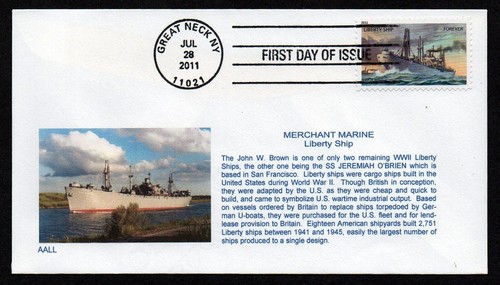 USA, SCOTT # 4548-4551, SET 4 AALL FDC COVERS VARIOUS MERCHANT MARINE SHIPS 2011 - Picture 4 of 5