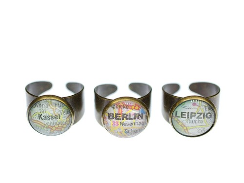 WÄHLE deine STADT Ring Miniblings Cabochon Wunschstadt Heimat Berlin Köln Hambur - Bild 1 von 5