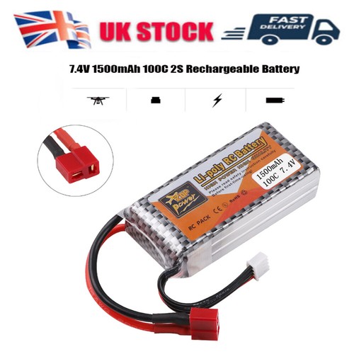 7.4V 1500mAh 100C 2S Rechargeable Battery with T Plug for RC Drone Car Boat Heli - Picture 2 of 26