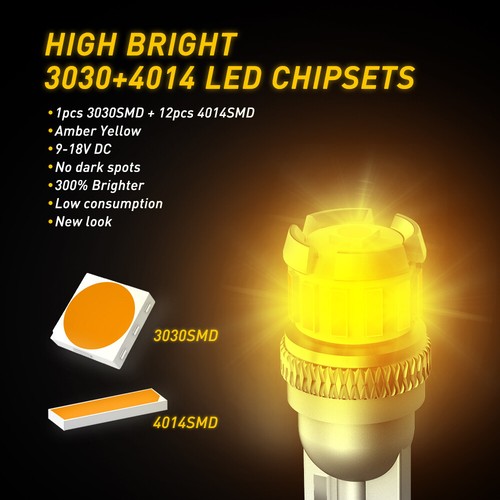 2PCS T10 194 168 Interior LED License Plate Light Bulbs Super Bright Amber Lamp - 第 2/16 張圖片