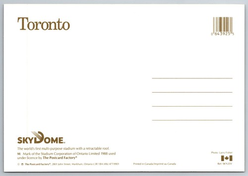 Aerial Skydome, CN Tower, Toronto, Ontario, Kanada 6,5 x 4,5" Postkarte - Bild 2 von 2