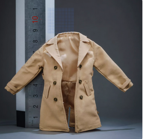 Fit 1/12 Soldiers Men's Toy Figures Double Breasted Short Trench Coat No Figure - Picture 2 of 6