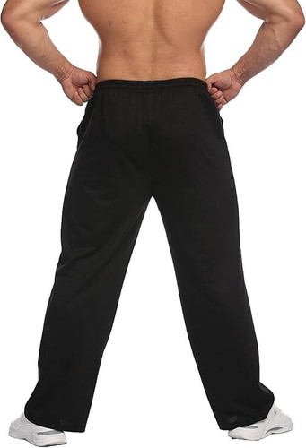 Men's Lightweight Sweatpants Open Bottom Sweat Pants for Men Straight Leg M Size - Picture 3 of 5