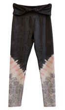 Justice Girls Full Length Leggings Gray 8 Elastic Waistband With Twist Knot