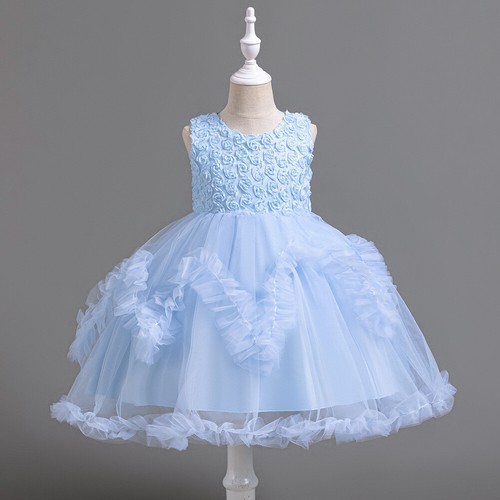 Girls Flower Princess Dress Birthday Dance performance Kids Wedding Party Dress - Picture 34 of 36