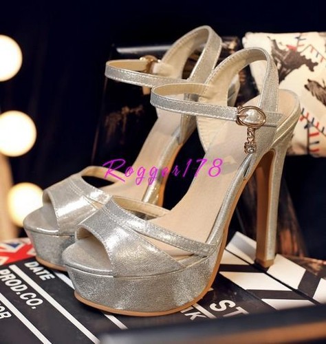 Sandalo donna chic cinturino alla caviglia tacco super alto punta aperta vestito festa décolleté scarpe - Foto 8 di 15