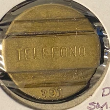 Telefono Public Telephone Token Argentina ENTel c1948-90 Brass 20mm 4.4g #391