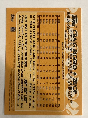 2023 Topps Update Series - 1988 Topps Baseball #88US-26 Craig Biggio - Bild 2 von 2