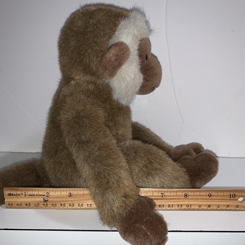 VTG Gund Monkey Plush Realistic Stuffed Animal Brown Fur White Ring Around Face - Picture 6 of 22