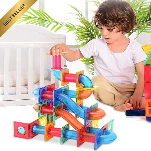 118PCS Magnetic Tiles Marble Run Pipe STEM Building Blocks for Kids Ages 3-12 - Picture 3 of 12