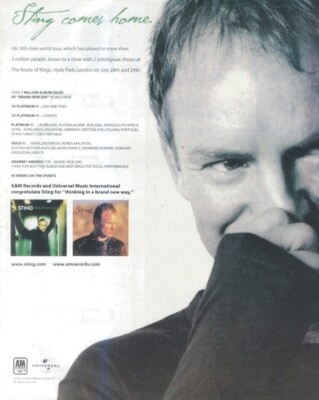 HFBK47 WERBUNG/BILD 13X11 STING: BRANDNEUER TAG