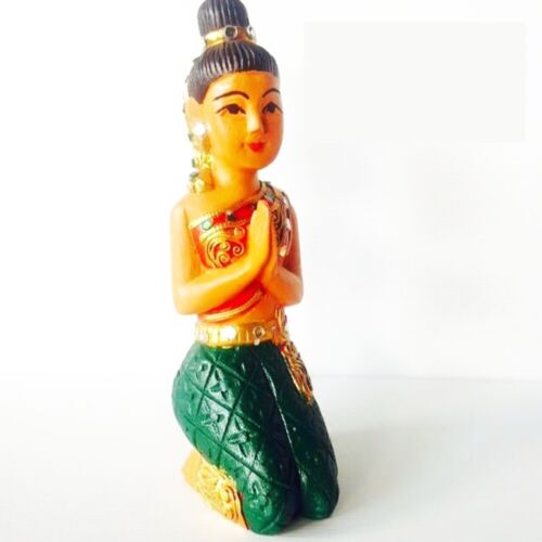 Vintage Asian Lady Decorative Wooded Carving Doll Thai Dress Sculpture Statue - Picture 3 of 7
