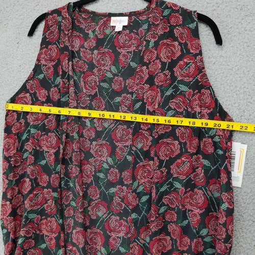 LuLaRoe Joy Duster Vest Womens Black Rose Print Open Front Sleeveless Size M - Picture 8 of 12