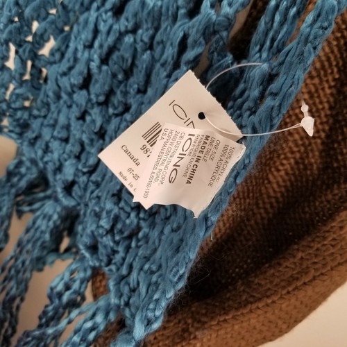 Icing Damen blau braun Strick Schneeflocke Schal Einheitsgröße - Bild 4 von 4