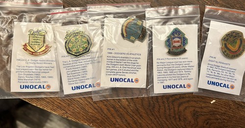 Vintage Dodgers Unocal 76 Pins Lot of 5 - Picture 1 of 6