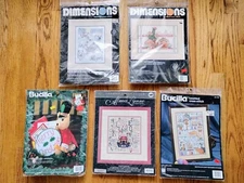 Lot of 5 Cross Stitch Kits, Dimensions Bucilla NOS