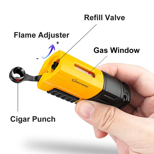 Jet Torch Lighter Strong 4 Flame Butane Refillable Cigarette Lighter with Punch - Picture 7 of 14