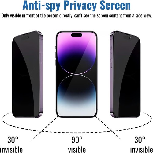 2X Privacy Screen Protector Tempered Glass For iPhone 16 15 14 13 12 11 Pro Max - Picture 7 of 7