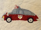 VTG POTTERY BARN KIDS POLICE COP APPLIQUÉ PATCHWORK QUILT RED  BLUE FULL 73x93