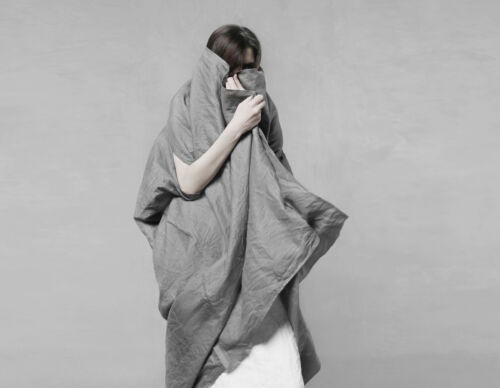 Avant Garde Linen Kimono Style Wrap Dress. Linen Cocoon Cardigan. Kimono Robe - Picture 31 of 31