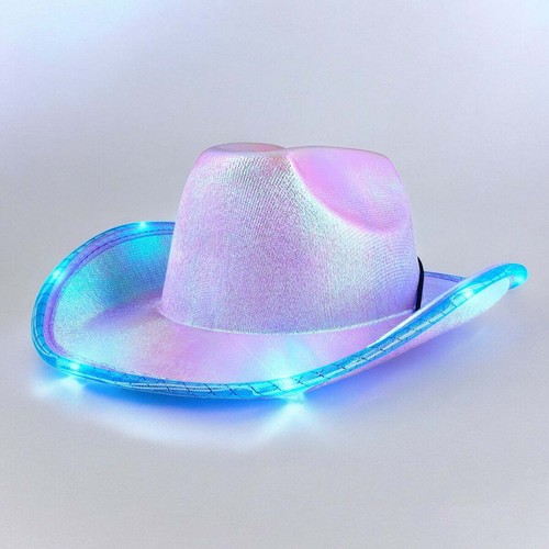 PartyGlowz EL WIRE Light Up Iridescent Space Purple Cowgirl/Cowboy Hut für Raves - Bild 5 von 5