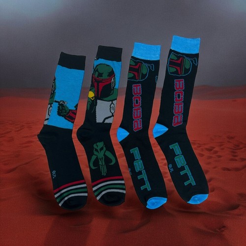 2 pares de calcetines OFICIALES Disney Star Wars Boba Fett Crew ZAPATO PARA HOMBRES TALLA 6-12 - NUEVO CON ETIQUETAS - Imagen 10 de 13