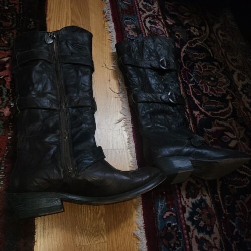 Ariat Reitstiefel handgefertigt Damen Leder Schnalle Sandalen braun US 8B Reißverschluss - Bild 3 von 7