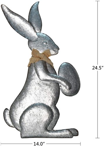 Metal Easter Rabbit Decor, Indoor Outdoor Standing Easter Bunny Decor Galvanized - Bild 5 von 7
