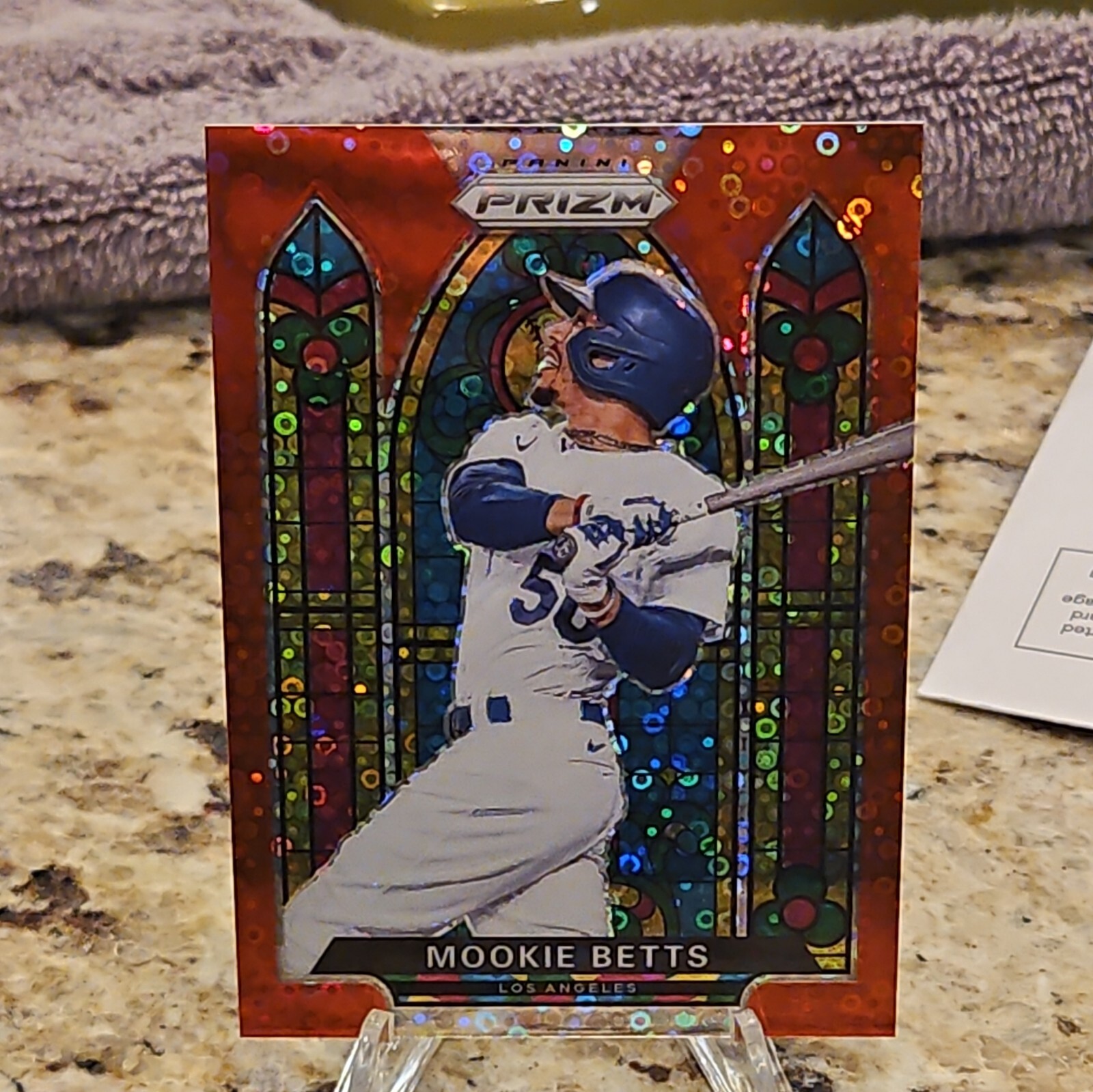 Mookie Betts 2021 Prizm Stained Glass RED Donut Circles Prizm /99 #SG-2