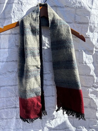 Unisex Lammwollschal OS grau burgund - Bild 1 von 5