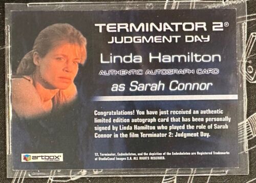 2003 Terminator 2: Judgement Day Linda Hamilton as Sarah Connor On Card Auto - Picture 2 of 2