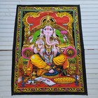 INDIAN HINDUISM LORD GANESHA PRINTED HANGING COTTON TAPESTRY BLACK POSTER 40"×30