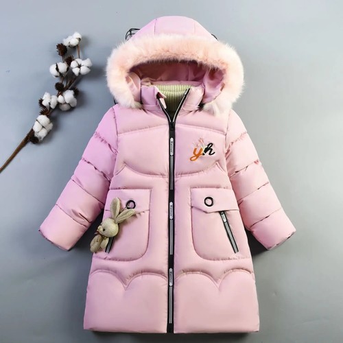 4 Color Winter Keep Warm Long Style Girls Jacket Thick Windbreaker Coat for Kids - Picture 20 of 34