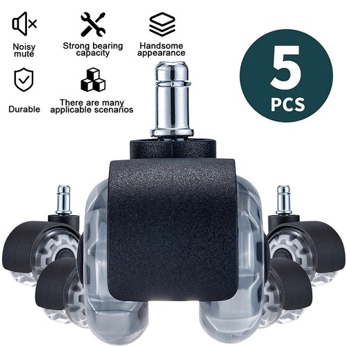 5er Set Bürostuhlrollen Ø11mm Hartbodenrolle Gummi Leise Kratzerfrei Universal