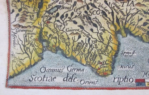 1577 Scotia Escocia Ortelius Miniatura Escocés Antiguo Mapa Galle Coloreado a Mano - Imagen 4 de 10