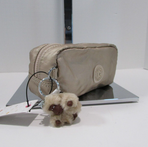 Kipling Nylon Pouch Cosmetic Bag Toasty Gold Yvonn NWT - Picture 3 of 8