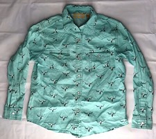 Wrangler boys Longhorn print pearl snap Western Turquoise shirt size M