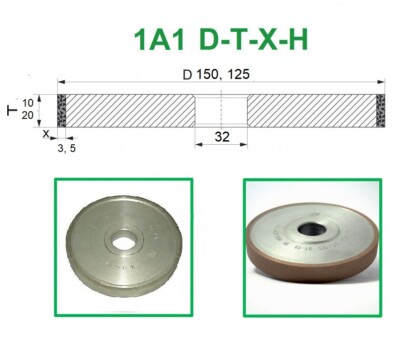 1A1 D150, D125 DIAMOND GRINDING WHEEL, METAL BOND, Poltava
