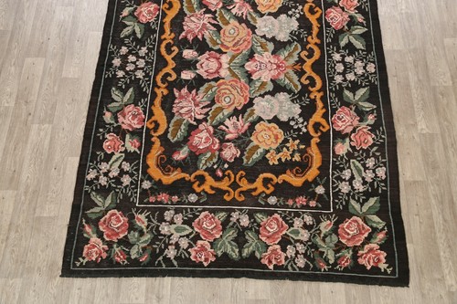 Floral Semi-Antique Kilim Turkish Oriental Area Rug Reversible Hand-Woven 7'x10' - Picture 5 of 12