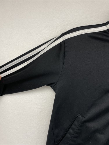 Adidas Boys Activewear Jacket Black Youth 6 Embroidered Trefoil Logo Full Zip - Picture 5 of 11