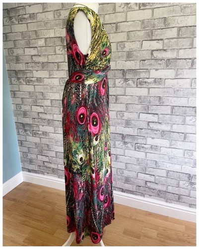 Stella Maxi Dress Size 12 Vibrant Knot Front Stretchy Summer Holiday Peacocks - Picture 11 of 17