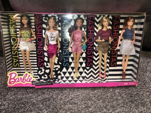 NEW in BOX 2015 MATTEL BARBIE FASHIONISTAS 5 DOLL SET DIVERSE LOVE YOUR SELF